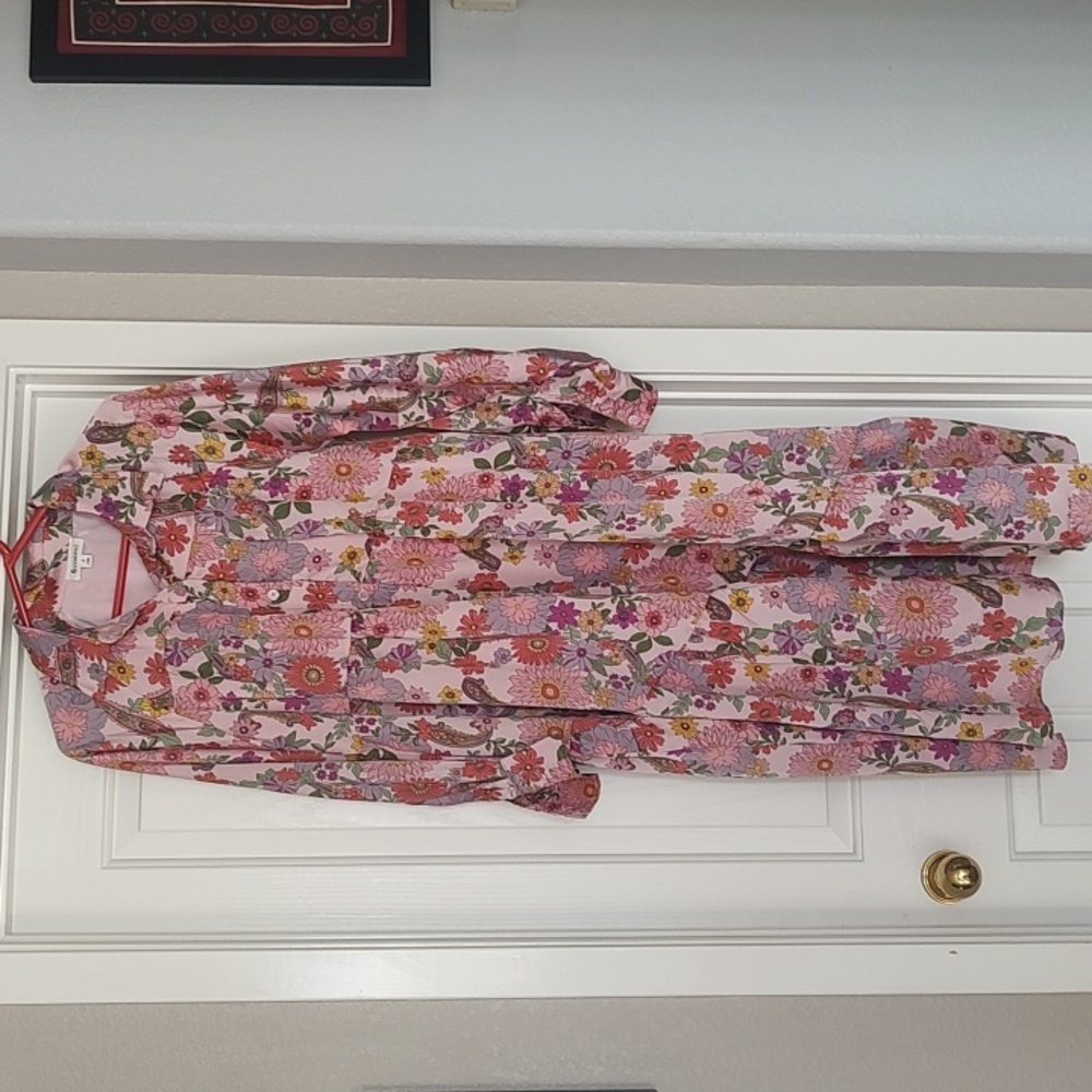 Floral Pink Long Sleeve  Maxi Dress